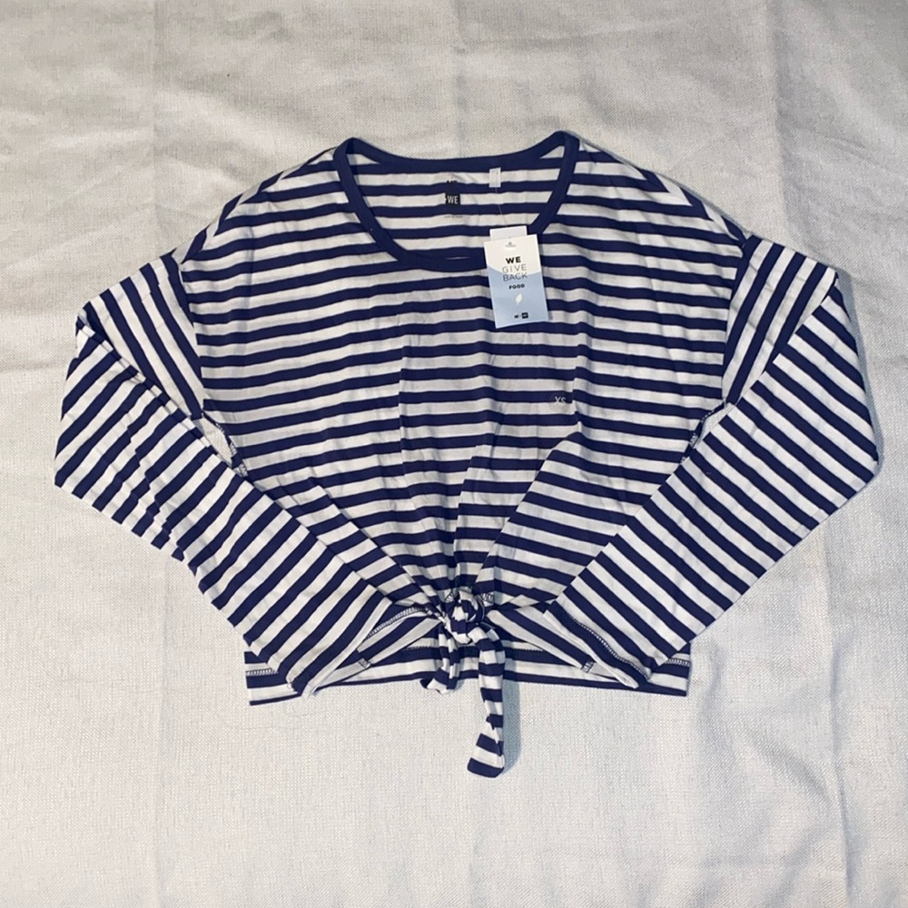 PacSun Blue/White Stripped Long Sleeve Tee Size XS